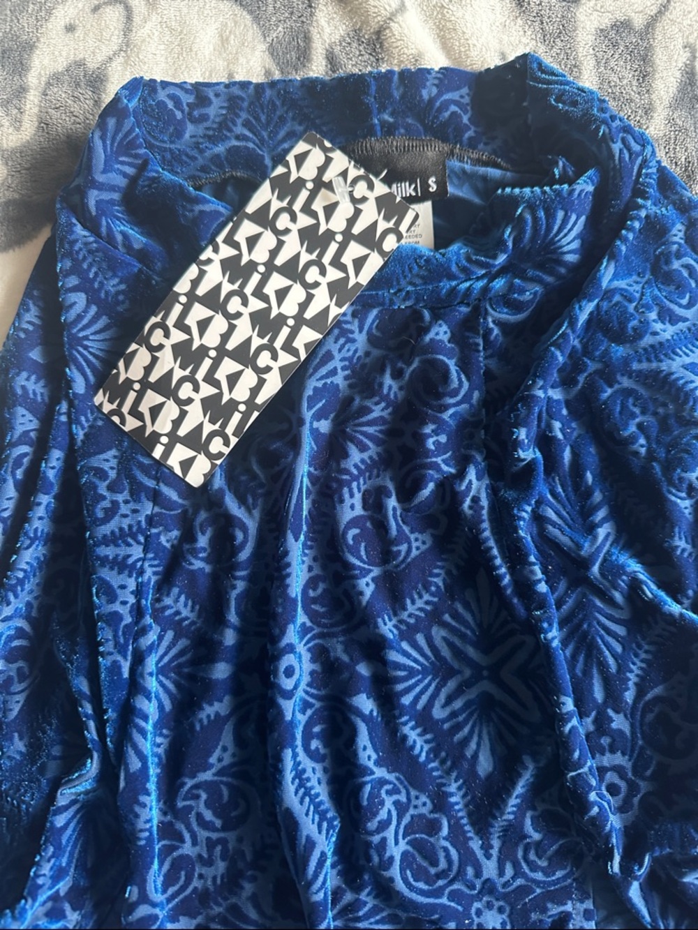 Blackmilk Deep Blue Velvet Maxi Skirt with Burnout Pattern - Picture 2 of 4